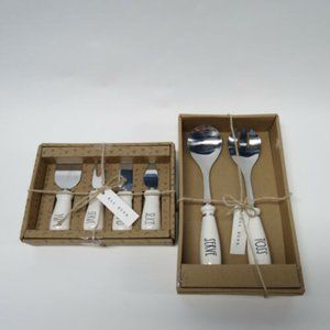 Rae Dunn 2 Pc Salad Server and 4 Pc Set Cheese Spreader Set Kitchen Cook Gifts